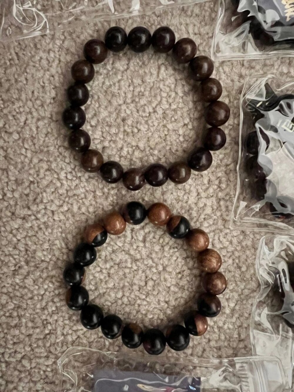Black Wood Bead Bracelet Natural Wood New